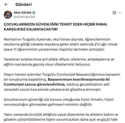 Bakan Gürlek'ten Manisa'daki saldırıya ilişkin açıklama