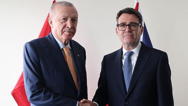 Cumhurbaşkanı Erdoğan, İngiltere Başbakanı Burnham ile bir araya geldi