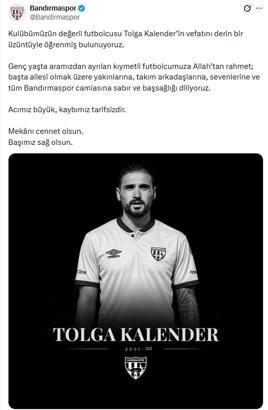 Bandırmasporlu futbolcu Tolga Kalender hayatını kaybetti