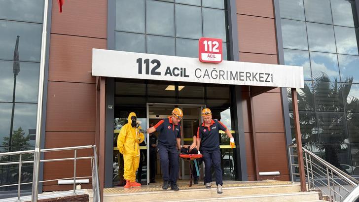 112 Acil Çağrı Merkezi’nde yangın tatbikatı