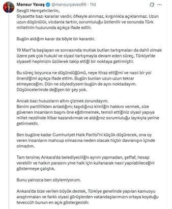 Mansur Yavaş, CHP'den istifa etti