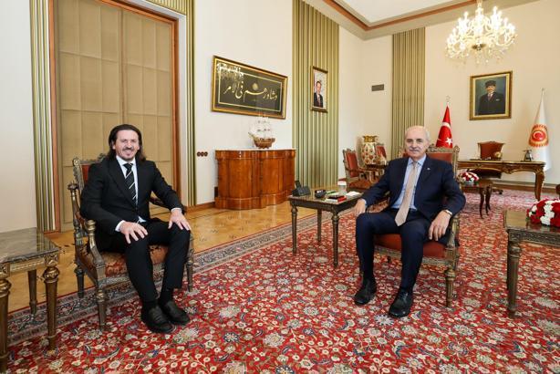 TBMM Başkanı Kurtulmuş, Kuzey Makedonya Kültür ve Turizm Bakanı Süleymani'yi kabul etti