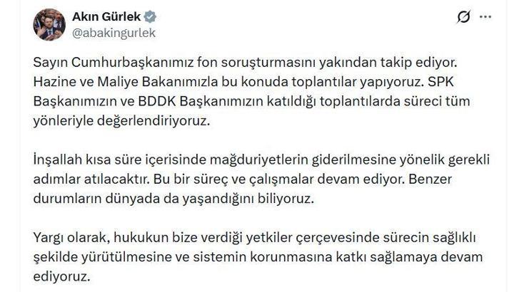 Bakan Gürlek'ten 'fon soruşturması' açıklaması