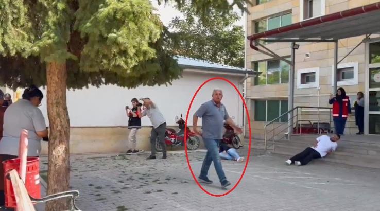 Mahalle muhtarı hastane önündeki tatbikatı gerçek sandı; o anlar görüntülendi