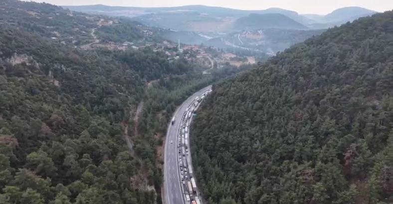 Otoyolda araç yüklü TIR yandı (2)