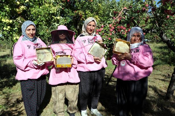 'Pembe maskeli’ kadın arıcılar hasada başladı