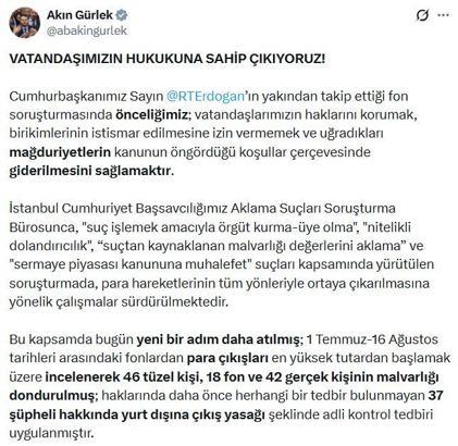 Fon soruşturmasında mal varlıklarını dondurma kararı