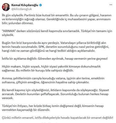 Kılıçdaroğlu: Vatandaşın yıllarca biriktirdiği alın terinin hesabı sorulmalı