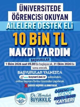 Büyükşehir Belediyesi’nden üniversitede öğrencisi bulunan ailelere 10 bin TL destek