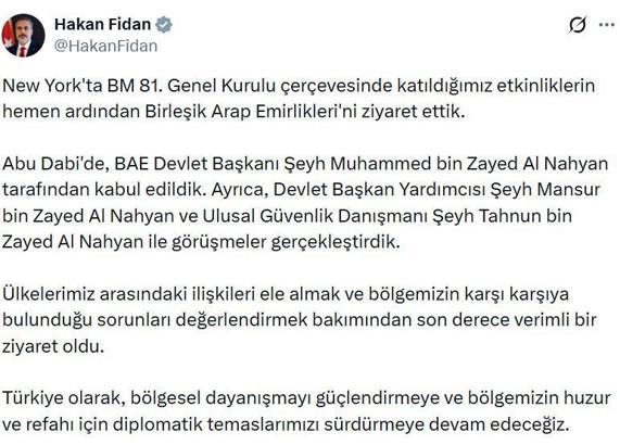 Bakan Fidan, Birleşik Arap Emirlikleri'nde (2)