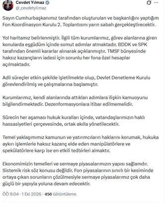 Cumhurbaşkanı Yardımcısı Yılmaz: Haksız kazançların iadesi için hesaplar açılmaktadır