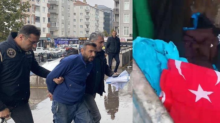 Bayrağı çöpe attı ‘vatan hainleri’ diye paylaşım yaptı