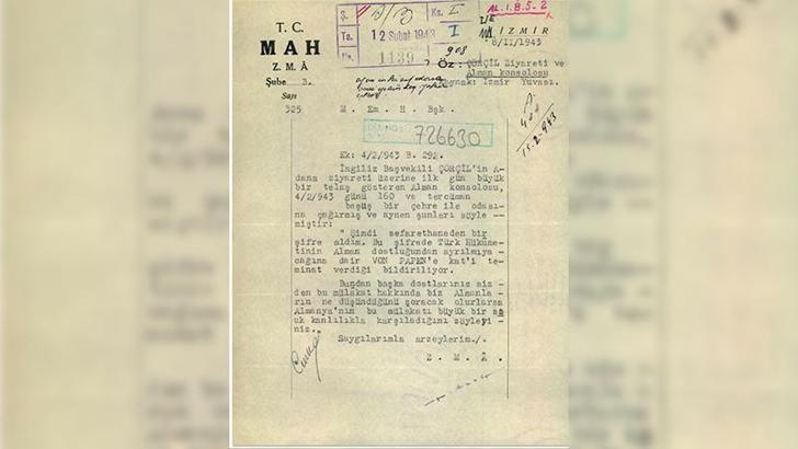 MİT, İnönü ile Churchill görüşmesinin Alman çevrelerine yansımasına ilişkin belgeyi paylaştı