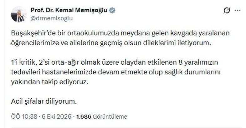 Bakan Memişoğlu'ndan, Başakşehir'deki olayda yaralanan 8 kişinin durumuna ilişkin açıklama