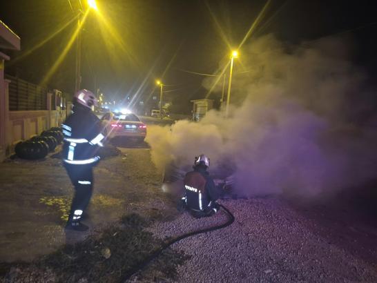 Mardin’de seyir halindeki otomobil yandı