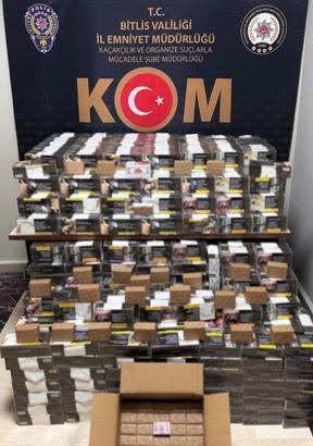 Bitlis’te 100 bin adet kaçak sigara makaron ele geçirildi