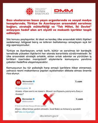 DMM’den Türkiye-Azerbaycan ilişkilerini hedef alan içeriklere ilişkin açıklama