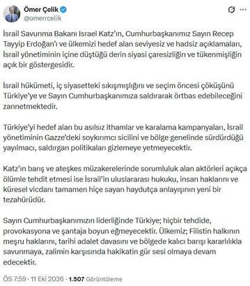 AK Parti'li Çelik: İsrail yönetiminin içine düştüğü çaresizliğin ve tükenmişliğin açık bir göstergesidir