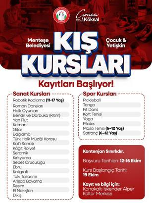 Menteşe Belediyesi kış kurslarına kayıtlar başladı