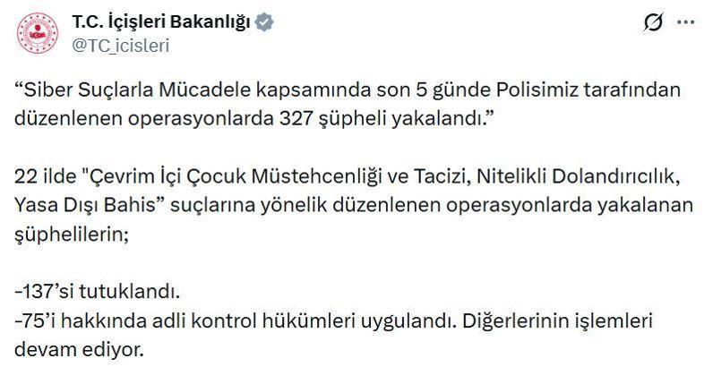 22 ilde siber suç operasyonları: 137 tutuklama