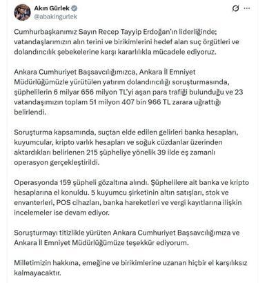 Ankara merkezli 39 ilde 'Nitelikli dolandırıcılık' operasyonu; 159 gözaltı