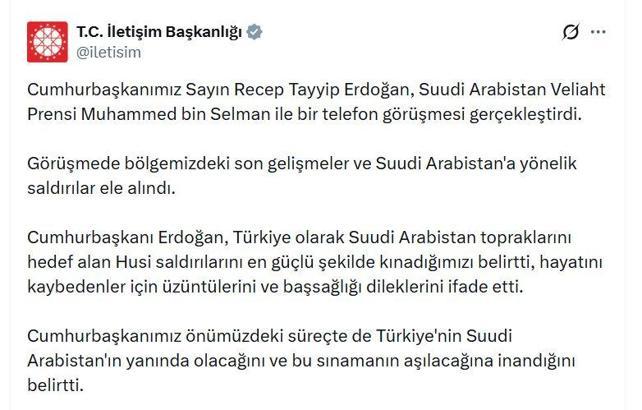 Cumhurbaşkanı Erdoğan, Suudi Arabistan Veliaht Prensi bin Selman ile görüştü