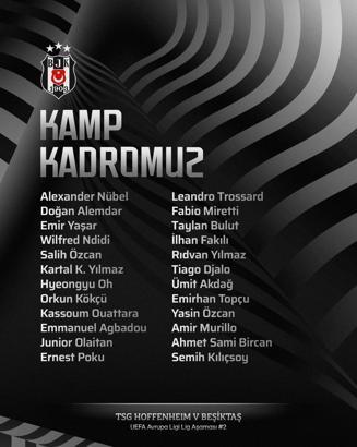 Beşiktaş'ın Hoffenheim maçı kamp kadrosu açıklandı