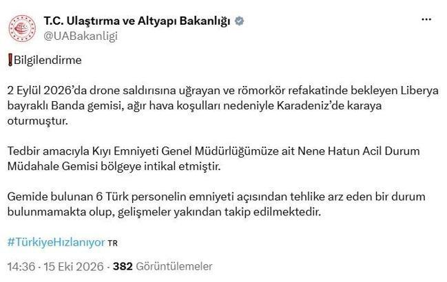 Liberya bayraklı gemi, Karadeniz'de karaya oturdu
