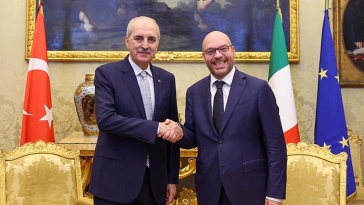 TBMM Başkanı Kurtulmuş, İtalya Temsilciler Meclisi Başkanı Fontana ile bir araya geldi
