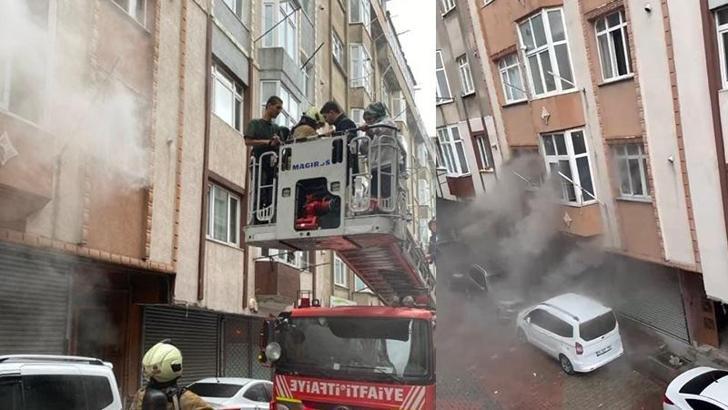 Sultangazi’de 4 katlı binada çıkan yangında mahsur kalanlar itfaiye tarafından kurtarıldı