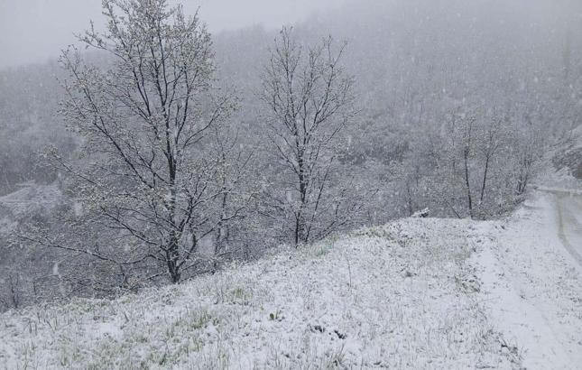 Manisa’nın yüksek kesimlerine kar yağdı