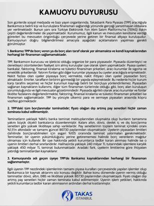 Takasbank'tan TPP ve TEFAS iddialarına ilişkin açıklama