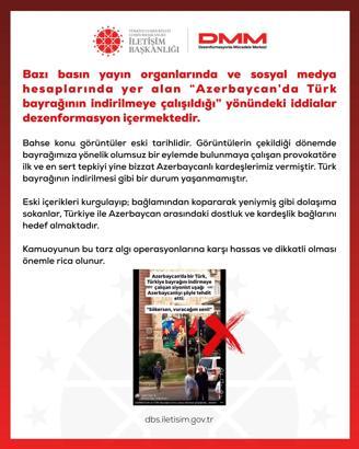 DMM: Azerbaycan’da Türk bayrağının indirilmeye çalışıldığı iddiaları asılsızdır