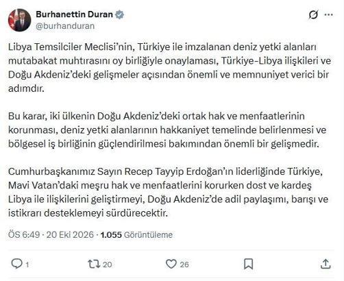İletişim Başkanı Duran: Türkiye-Libya ilişkileri açısından önemli bir adım