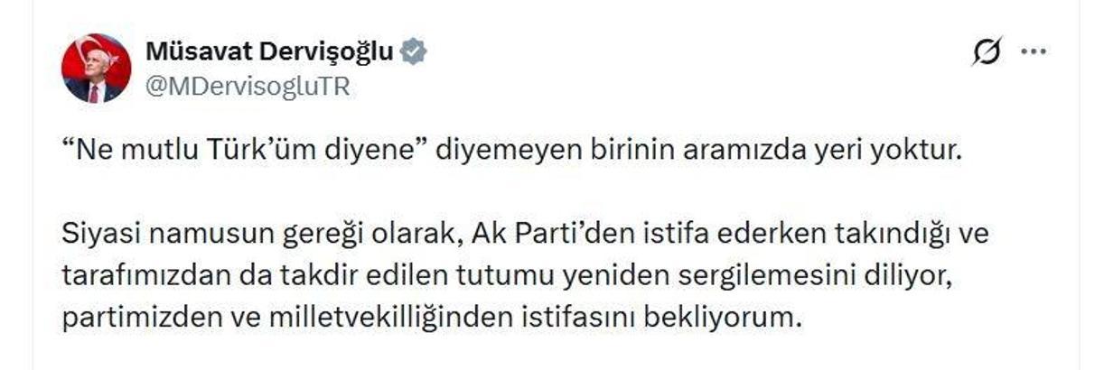 Dervişoğlu'ndan, Fakıbaba için istifa açıklaması