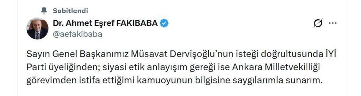 İYİ Partili Fakıbaba'dan istifa kararı