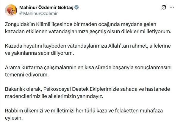 Göktaş: Psikososyal destek ekiplerimizle madencilerimiz ve ailelerimizin yanındayız