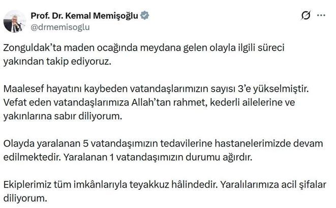 Bakan Memişoğlu'ndan Zonguldak'taki maden kazasına ilişkin açıklama (2)