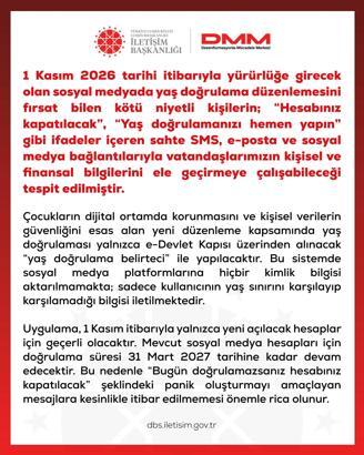 DMM'den 'sosyal medyada yaş düzenlemesi' uyarısı
