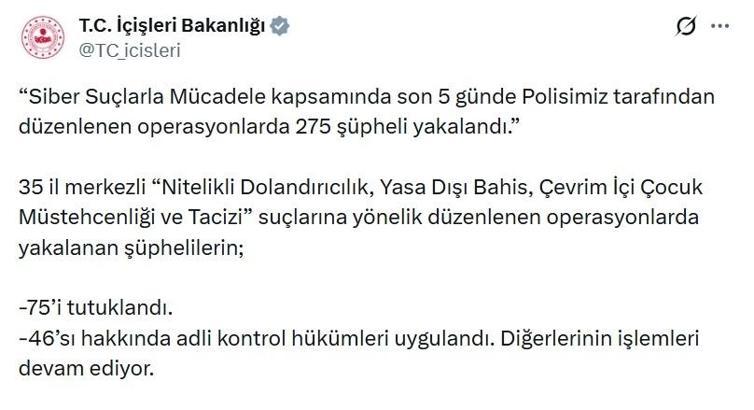 35 ilde siber suç operasyonu: 75 tutuklama