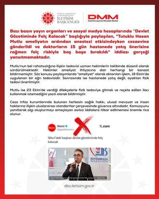 DMM'den tutuklu Hasan Mutlu ile ilgili iddialara yalanlama