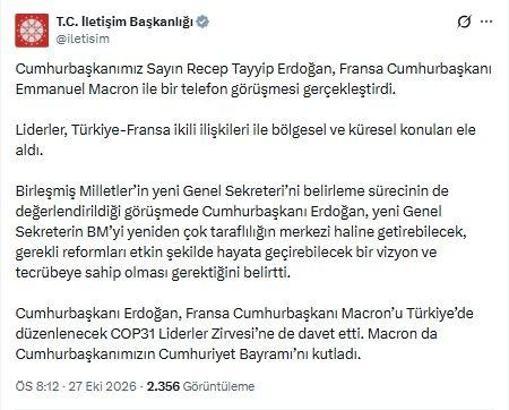 Cumhurbaşkanı Erdoğan, Fransa Cumhurbaşkanı Macron ile görüştü
