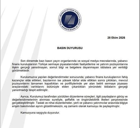 SPK'dan yabancı finans kuruluşlarına ilişkin iddialara yalanlama
