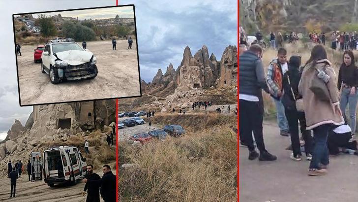 Kapadokya'da peribacasından kopan kayalar düştü; 2 ölü, 1 yaralı