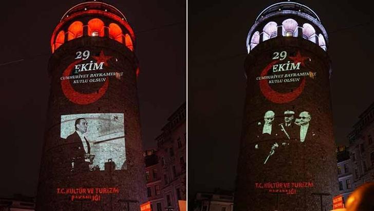 Galata Kulesi'nde 29 Ekim'e özel Atatürk gösterisi