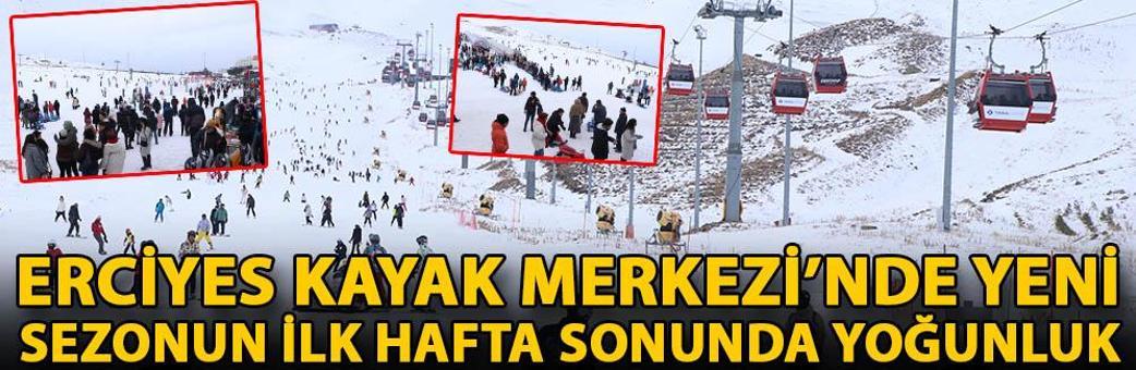 Erciyes Kayak Merkezi’nde yeni sezonun ilk hafta sonunda yoğunluk