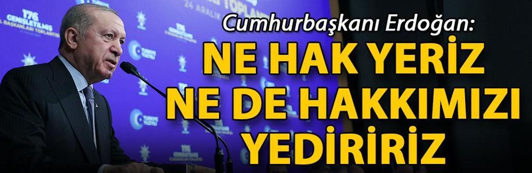 Cumhurbaşkanı Erdoğan: Ne hak yeriz ne de hakkımızı yediririz