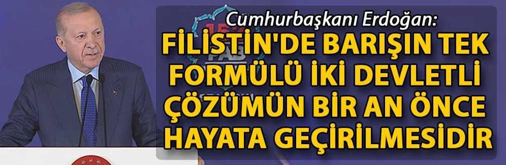 Cumhurbaşkanı Erdoğan: Filistin'de barışın tek formülü iki devletli çözümün bir an önce hayata geçirilmesidir