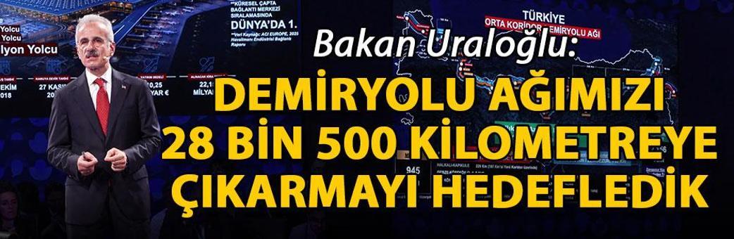 Bakan Uraloğlu: Demiryolu ağımızı 28 bin 500 kilometreye çıkarmayı hedefledik