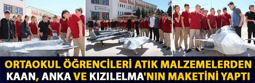 Ortaokul öğrencileri atık malzemelerden KAAN, ANKA ve Kızılelma'nın maketini yaptı